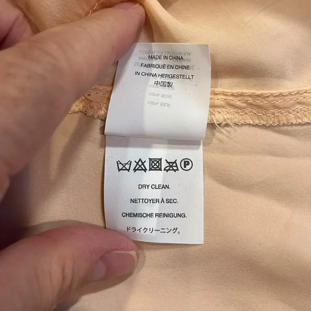 NWT J. CREW Iced Peach Blythe Button Down Silk Shirt 2 Pocket Blouse Women's 12